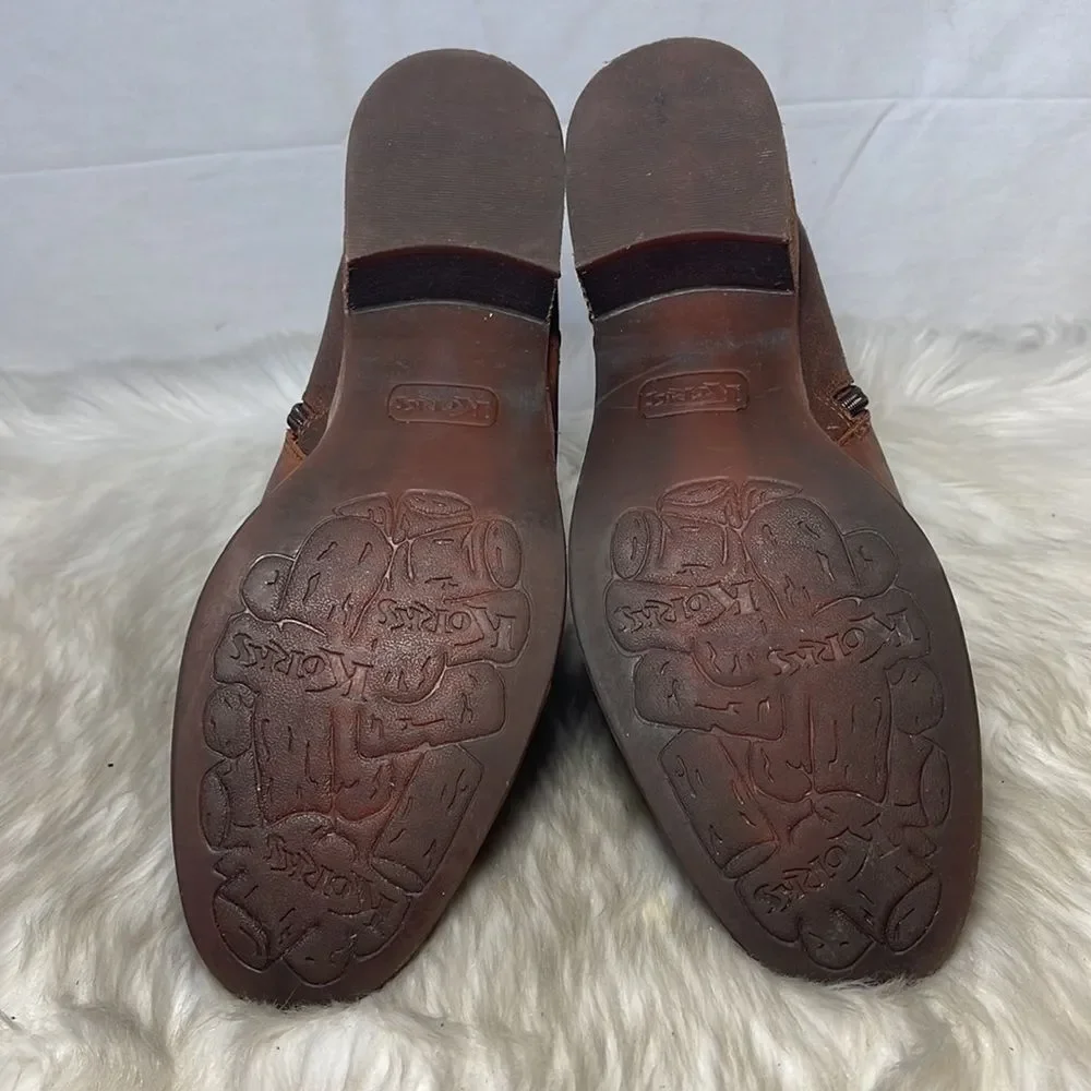 Korks By Kirk Ease‎ Sonya Tan Distressed Side Zip Booties Sz 10